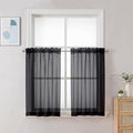 Chyhomenyc Black Sheer Curtains 30 inch Length 2 Panels, Light Filtering Voile by Chyhomenyc