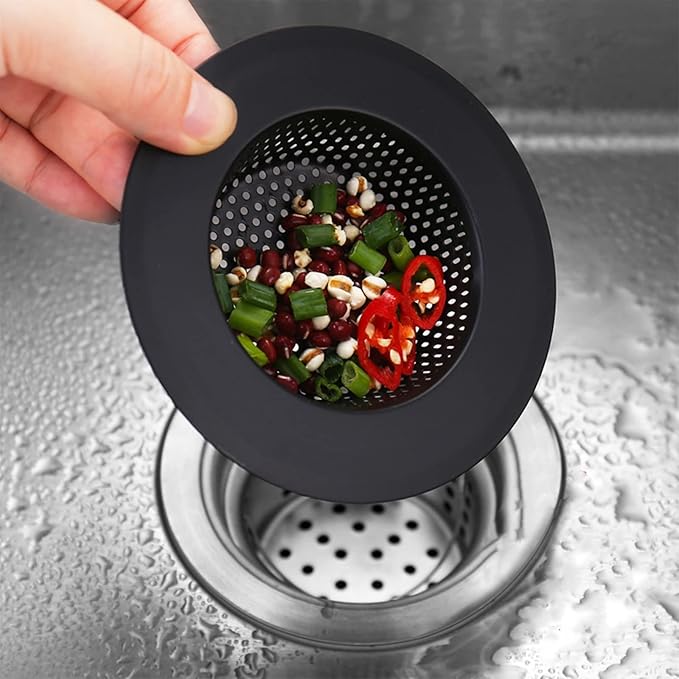 2 Pcs Black Stainless Steel Mesh Sink Drain Strainer, 3.54" Top/2.16" Kitchen - Image 2