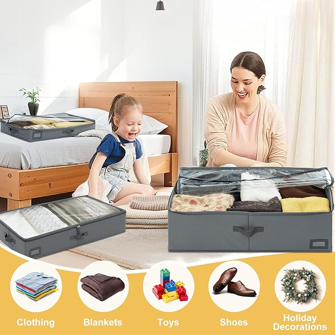 6-Inch Under Bed Storage Containers | Sturdy Sidewalls | Clear Cover & Label - Image 6
