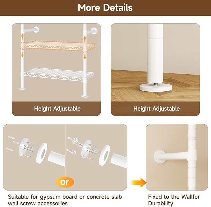 ONBRILL L4 Wall Mounted Industrial Pipe Clothing Rack, Closet Organizer System - Image 8