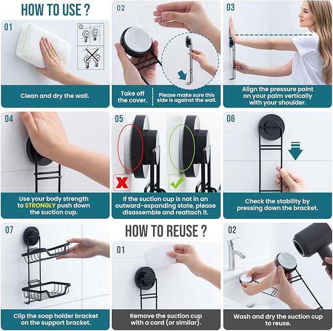 TAILI Double Layer Soap Dish Holder, Bar Soap Tray Suction Cup - Image 5