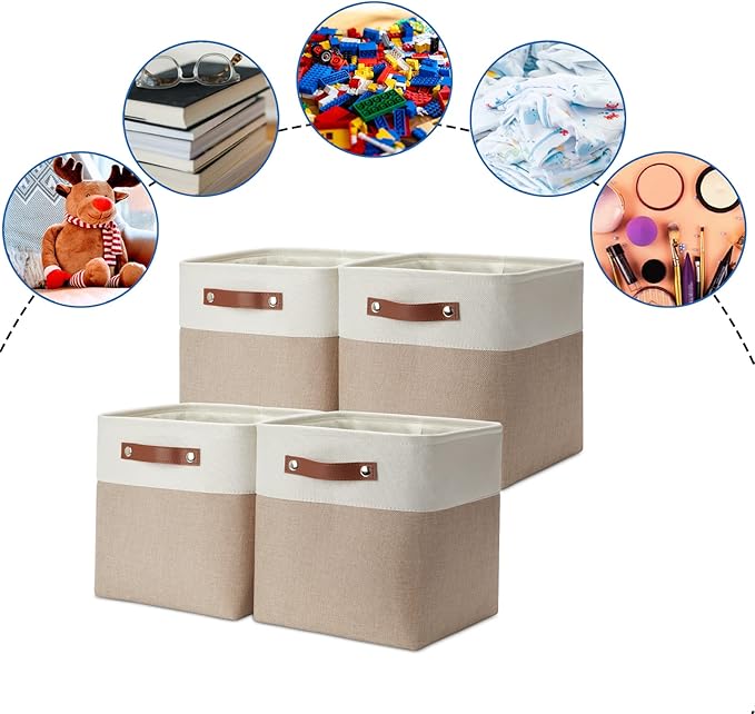 DULLEMELO 11 inch Cube Storage Bins, Large Collapsible Grey Storage Baskets - Image 6