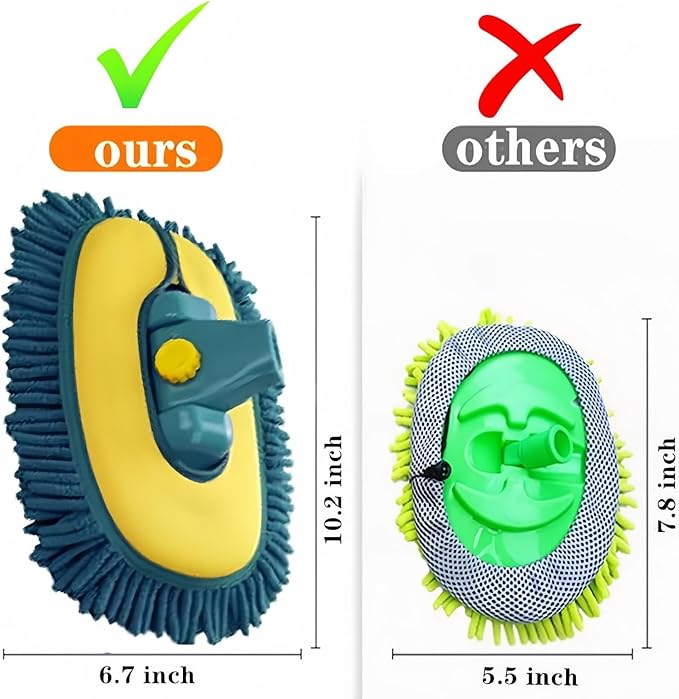 Car Wash Brush with Long Handle, Car Wash Mop Mitt with 1 Replacement Head - Image 2