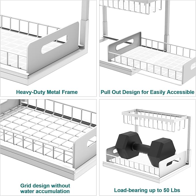 bukfen Under Sink Organizer, Pull Out Cabinet Organizer 2-Tier Slide Out - Image 7