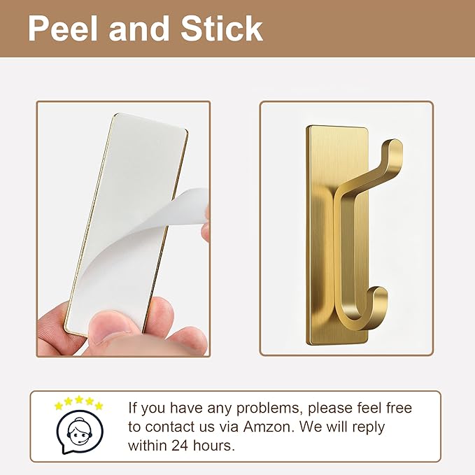pickpiff Self Adhesive Hooks, Extra Sticky 10LB, Heavy Duty Stainless, Stick On - Image 3