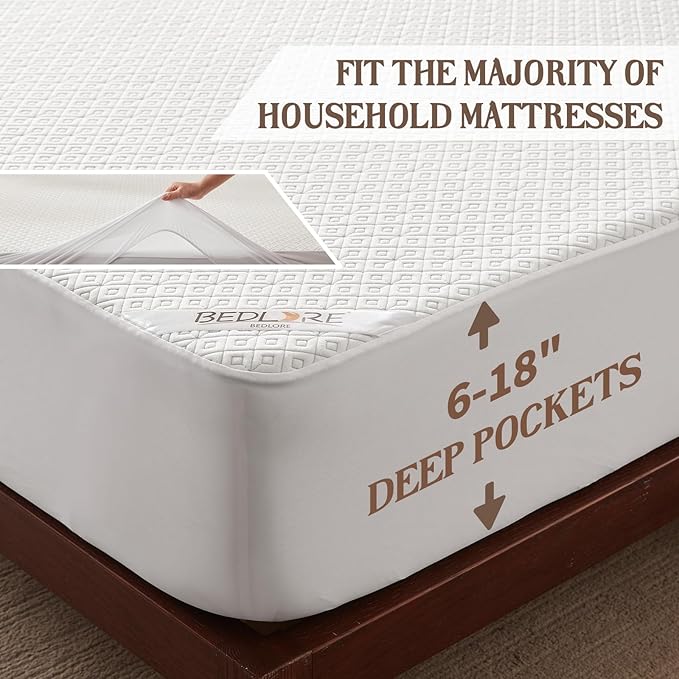 BEDLORE Queen Mattress Protector, Waterproof Noiseless Mattress Cover - Image 5