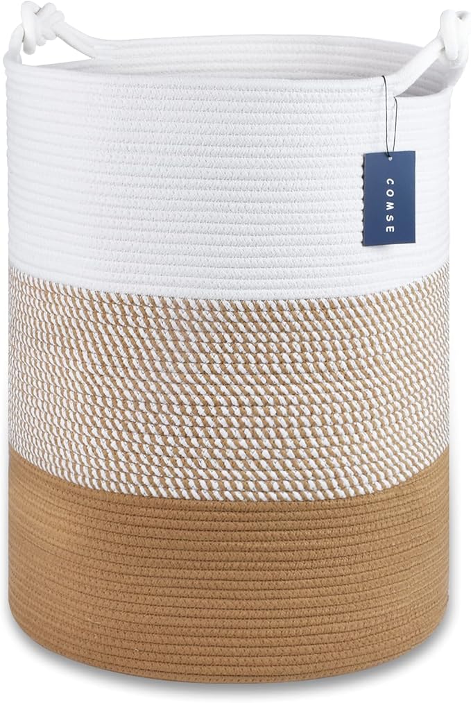 COMSE Extra Large Blanket Basket, Tall Woven Storage Basket, Nursery Hamper by COMSE