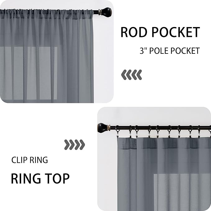 Tollpiz Small Sheer Door Curtain Closet Linen Textured Curtain Sheers Doorway - Image 5