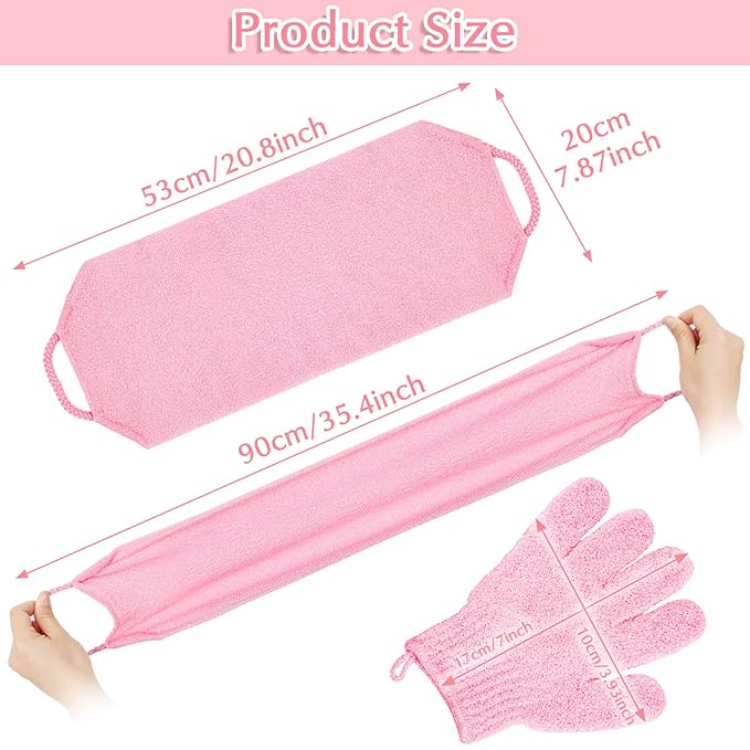 Anezus Exfoliating Shower Bath Gloves Back Scrubber Set - Image 6