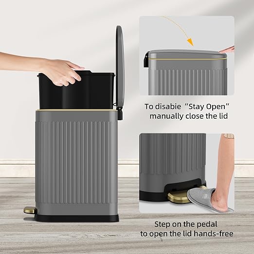KUK Slim Bathroom Trash Can - Image 5