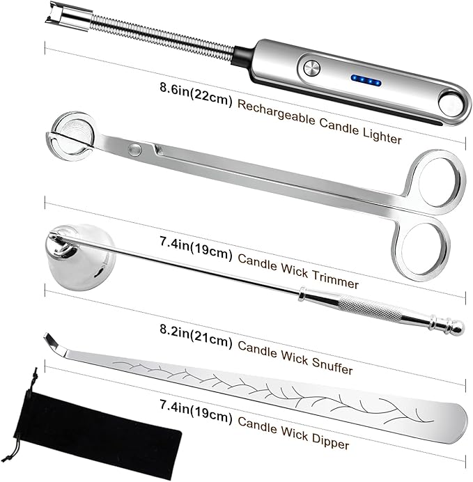 Lsnisni 4 in 1 Candle Accessory Set, Electric Lighter, Wick Cutter, Snuffer and - Image 7