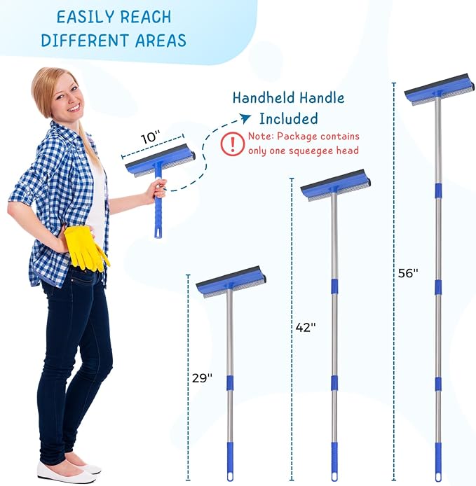 Window Squeegee for Home, 2-in-1 Glass Scrubber for Car Windshield Cleaning - Image 3