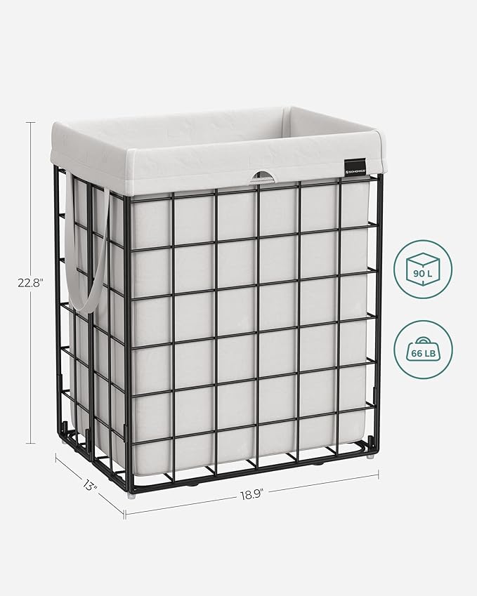 SONGMICS Laundry Hamper, 23.8 Gal. Laundry Basket, Collapsible Clothes Hamper - Image 5