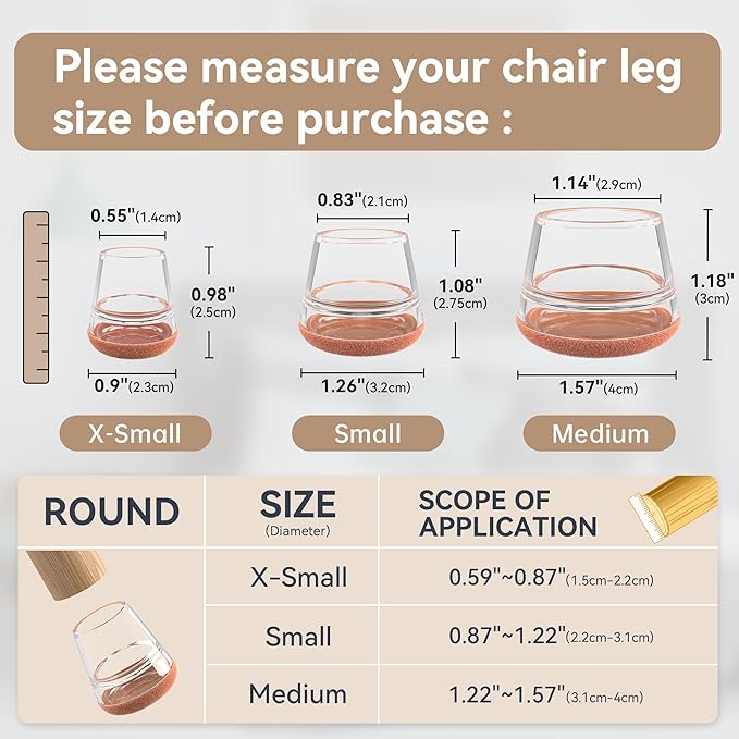 24PCS Extra Small Chair Leg Floor Protectors - Image 3