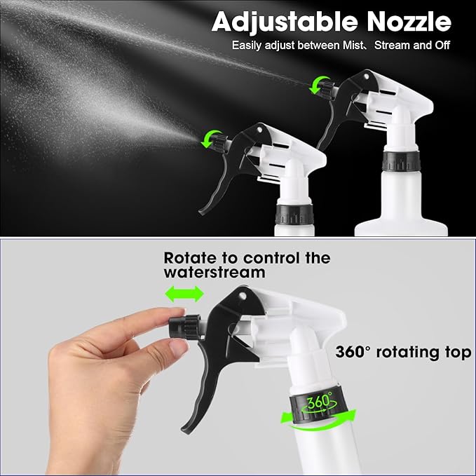 Eccliy 12 Pcs 16 Oz Plastic Spray Bottle, Adjustable Empty Reusable Sprayer - Image 3