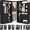 Corner Closet System with 5 Drawers, Closet Organizer System with 15+Shelvess & by Besiost