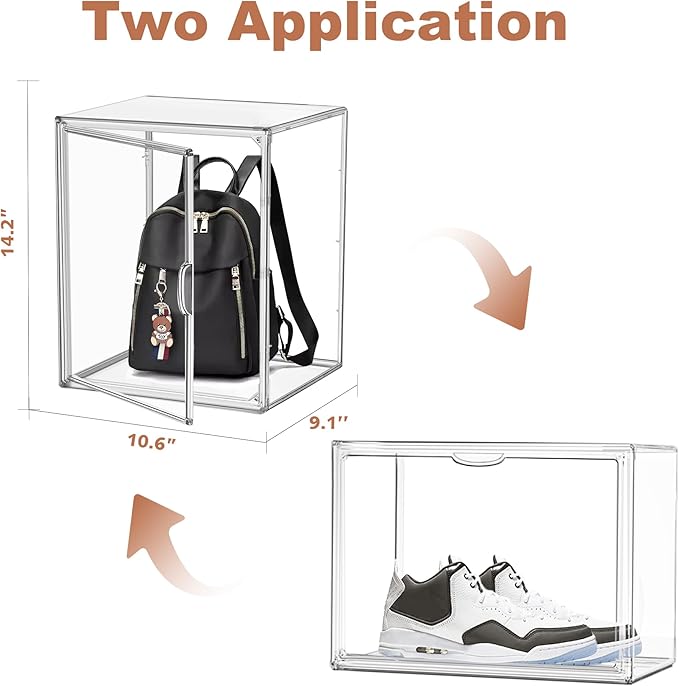 10 Pcs Clear Purse Storage Boxes, Plastic Shoe Boxes Stackable Acrylic Display - Image 2