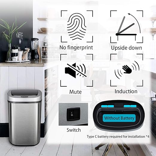 HCB Trash Can Automatic Waste Bin Mute Metal Garbage Can - Image 2