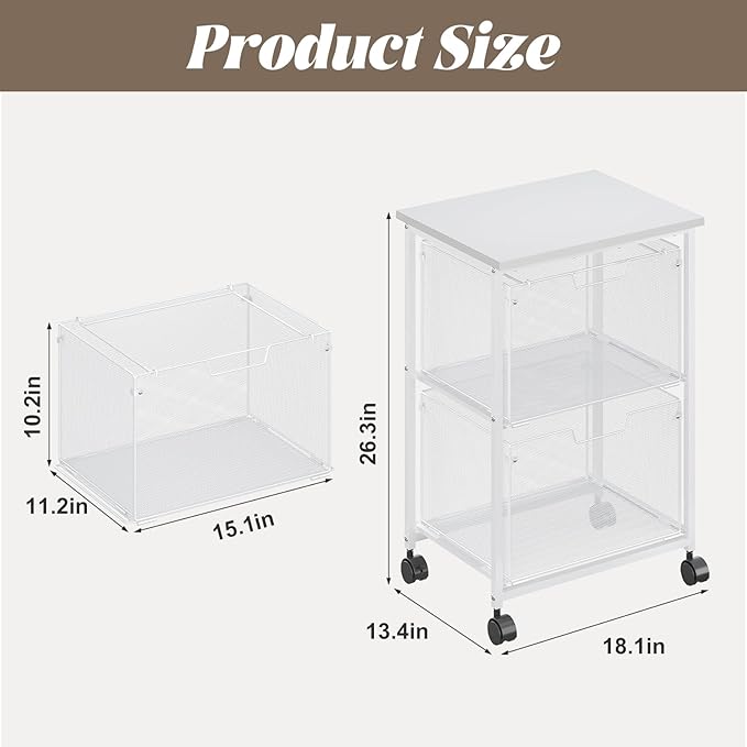 Letter/Legal Rolling File Cabinet, Rolling File Cart - Image 3