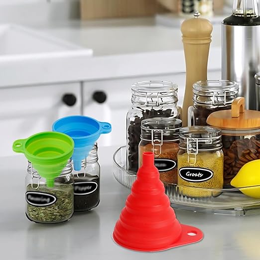 Kitchen Funnel Set of 6, Food Grade Foldable Small and Large Funnel Colorful - Image 6