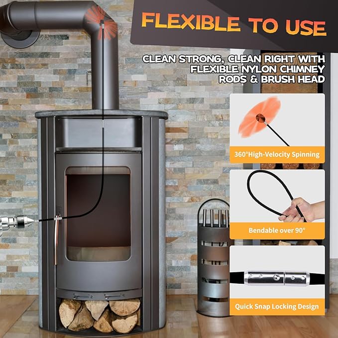 46 Feet Chimney Sweep Kit, Chimney Cleaning Kit - Image 4