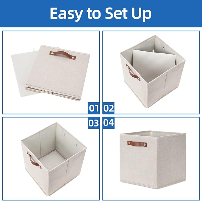 Temary Cube Storage Bins 12 Inch Storage Cubes 4PCs Fabric Organizer Bins Boxes - Image 7