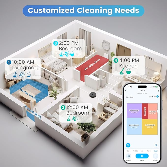 AIRROBO Robot Vacuum and Mop Combo, Self-Emptying, 60-Day Capacity, Home Mapping - Image 3