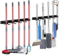 voze 5 Racks and 4 Hooks Mop and Broom Holder Wall Mount, Self Adhesive Heavy by voze