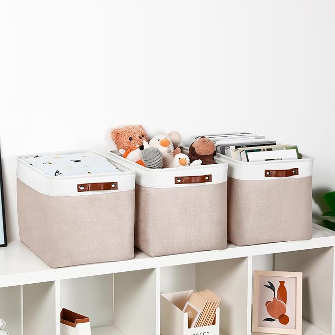 DULLEMELO Fabric Storage Bins, Lining Fabric Baskets - Image 4