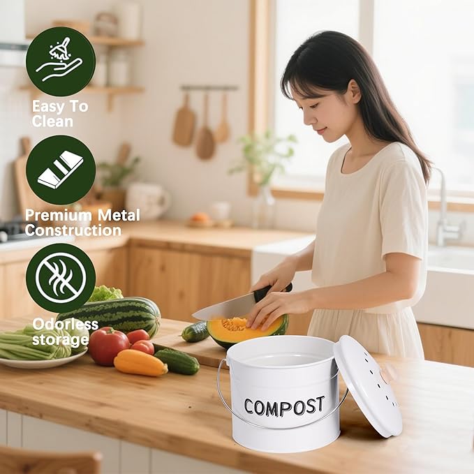 Compost Bin for Kitchen Counter, 1 Gallon Compost Bucket - Image 8