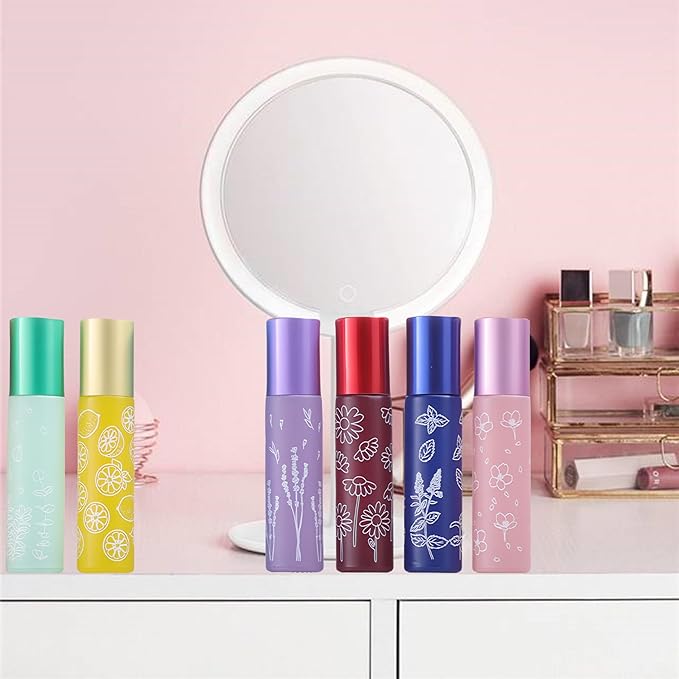 10 Pcs Pink Glass Essential Oil Roller Bottles, 10ml Refillable Roll-on Bottles - Image 5