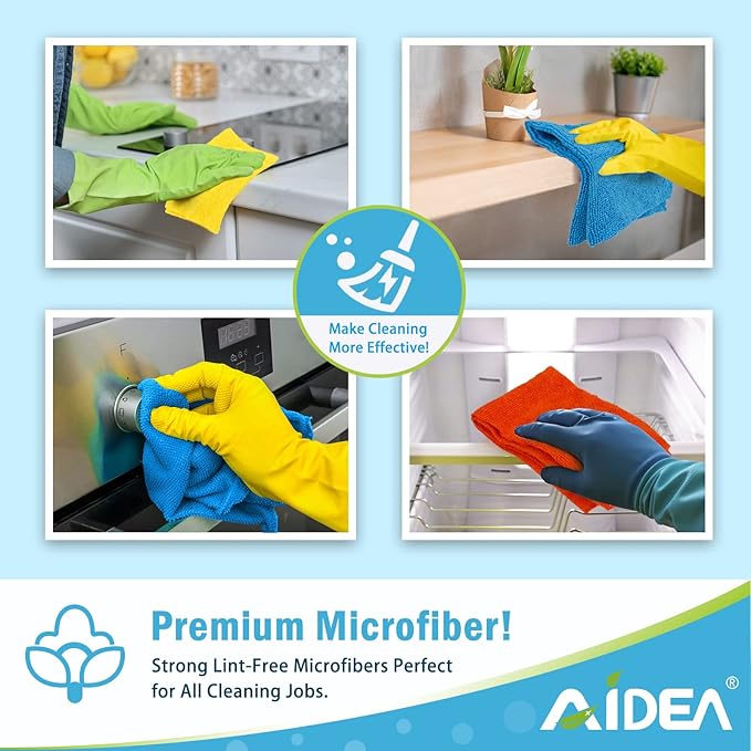 AIDEA Microfiber Cleaning Cloth 50PK, Dusting Cloth Drying Towel, All Purpose - Image 7