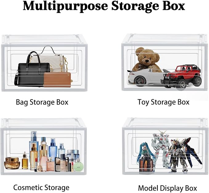 8 Pack Shoes Box Display Case Thicken Shoe Organizer Stackable Boxes - Image 3