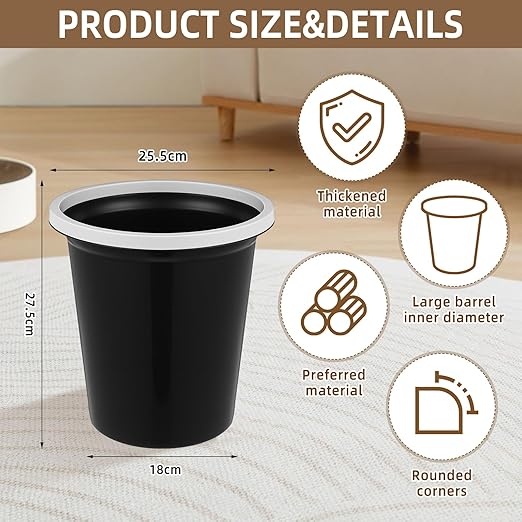 Maxdot 36 Pcs Bathroom Trash Cans Bulk 2 Gallon Small Waste Basket Round - Image 2