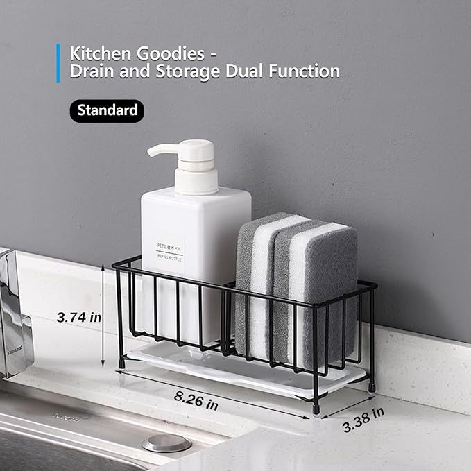 Kavciva Sink Caddy Sponge Holder, 304 Stainless Steel Dish Brush Holder - Image 3