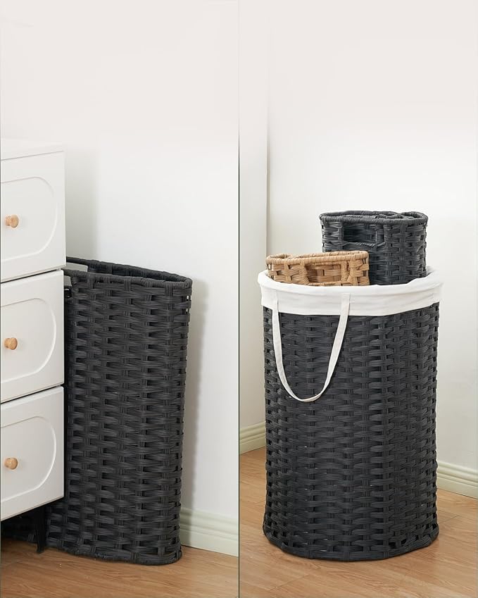 Laundry Basket Round Rattan Laundry Hamper 29.1 Gal Handwoven Large Wicker - Image 6