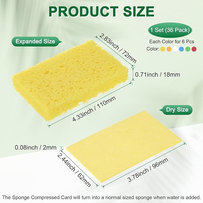 6-Set Kitchen Sponges, Condense Eco Cellulose Non-Scratch Scrub Heavy Sponge - Image 3