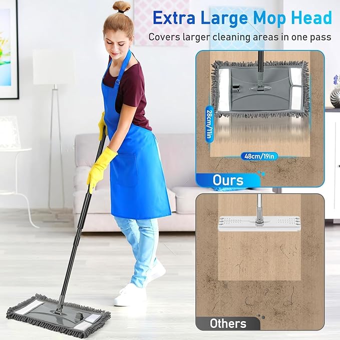 Wall Cleaner Mop Replacement Head, 2 Pack Chenille Reusable Dust Mop Pads - Image 2