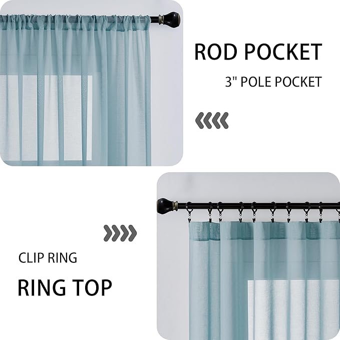 Tollpiz Sheer Door Curtain Closet Linen Textured Curtain Sheers Doorway Light - Image 5