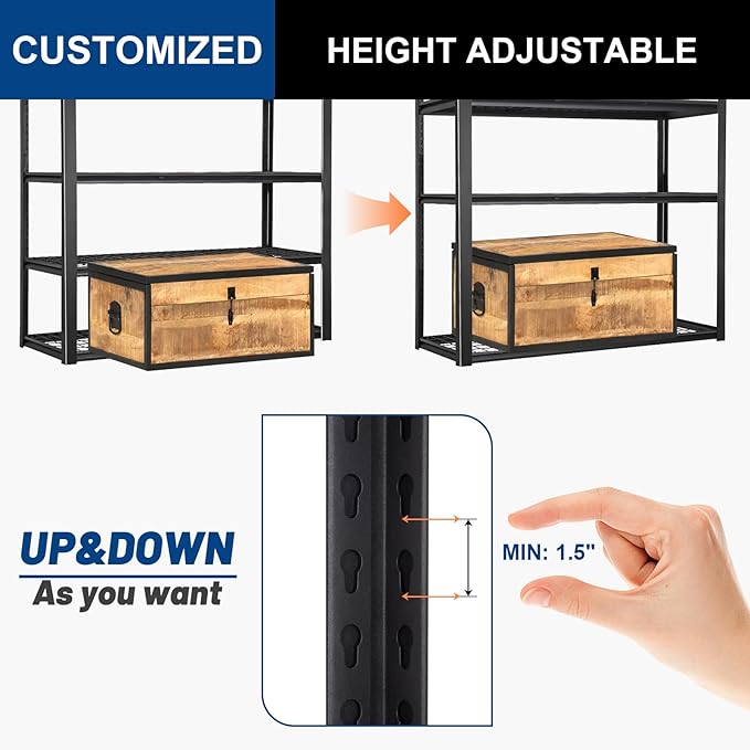 BILT HARD 48”W x 18”D x 72”H Garage Shelving, 5-Tier Heavy Duty Storage Shelves - Image 6