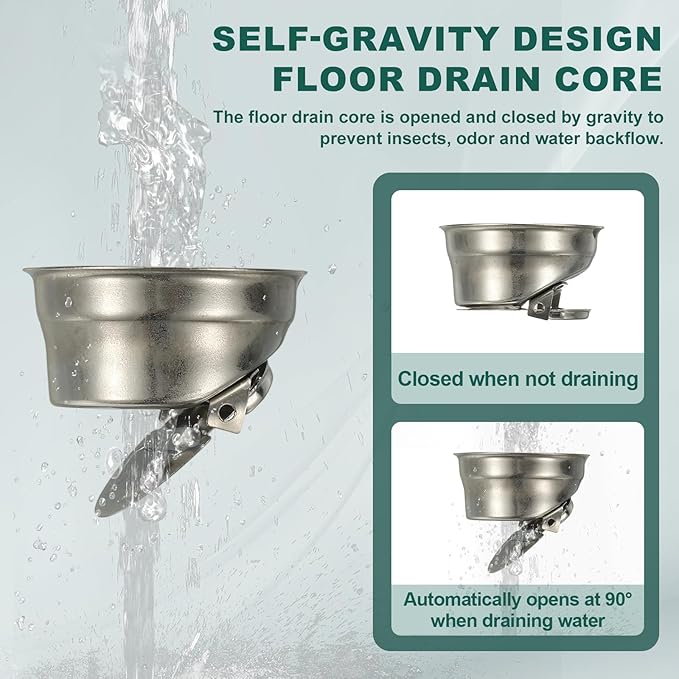 uxcell Rectangular Shower Drain, Brushed 304 Stainless Steel Odor-Proof Floor - Image 5