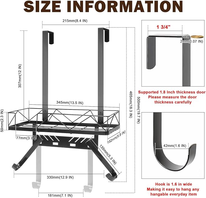Ironing Board Hanger, Metal Over The Door or Wall Mounted Ironing Board Caddy - Image 5