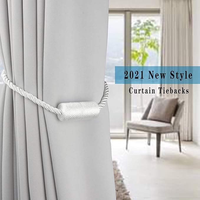 4 Pack White Strong Magnetic Curtain Tiebacks Outdoor Elegant Decorative Tie - Image 6