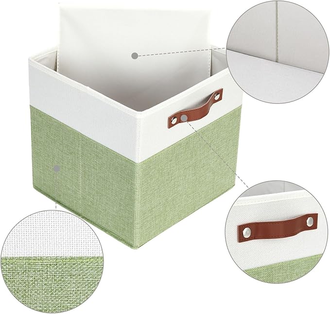 HNZIGE Fabric 11x11 Cube Storage Bins, Foldable Storage Cube Bin Baskets - Image 2