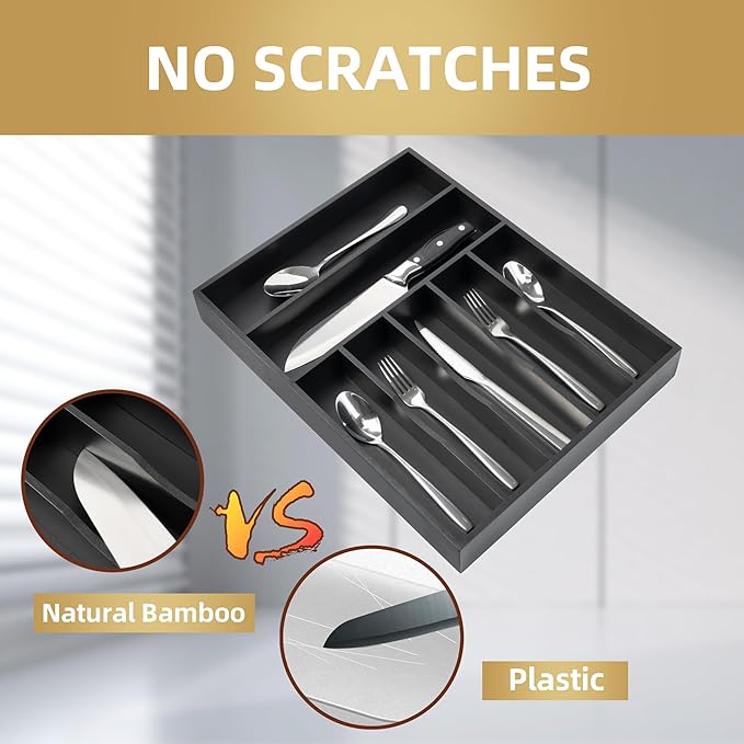 Silverware Organizer Kitchen Drawer Organizer Utensil Organizer Bamboo - Image 4