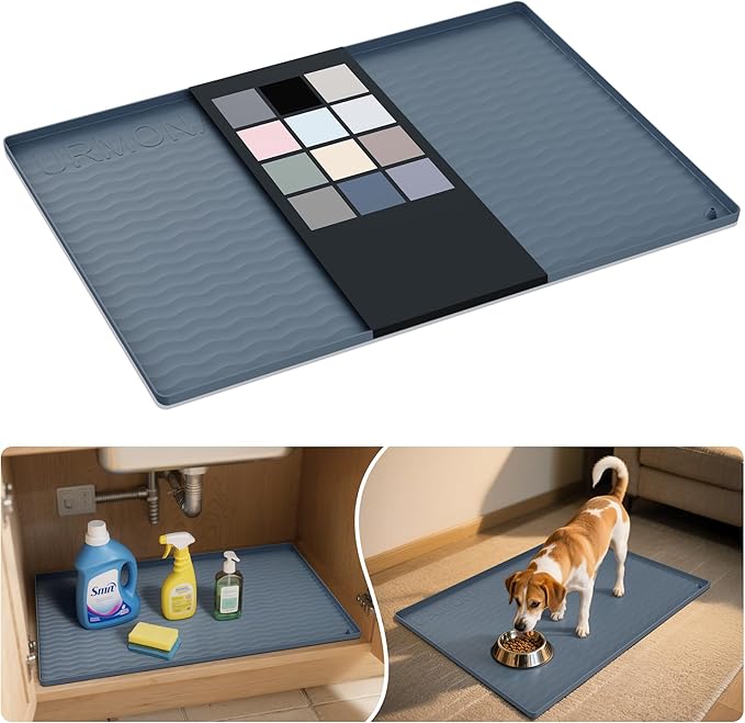 URMONA Waterproof Silicone Under Sink Mat 22'' x 19'' Shelf Liner by URMONA