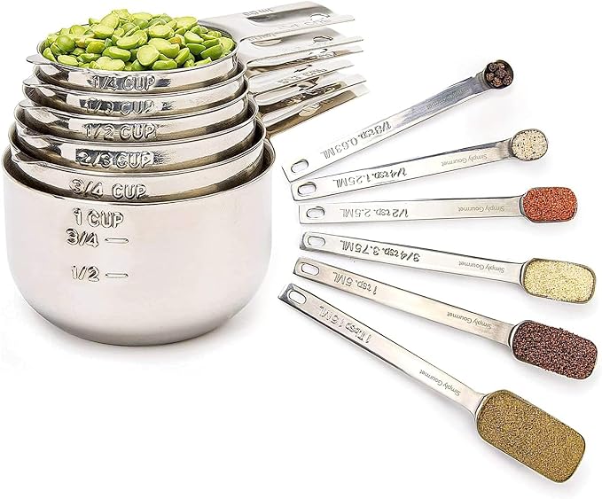 Simply Gourmet Measuring Cups and Spoons Set of 12 – Stainless Steel Kitchen by SimplyGourmet