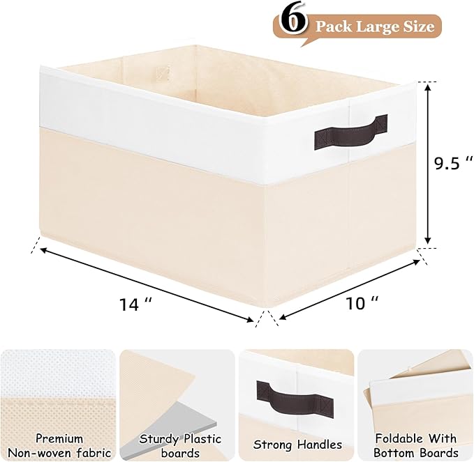 6 Pack Large Toy Box Chest, Collapsible Sturdy Toy Storage Organizer Bins - Image 2