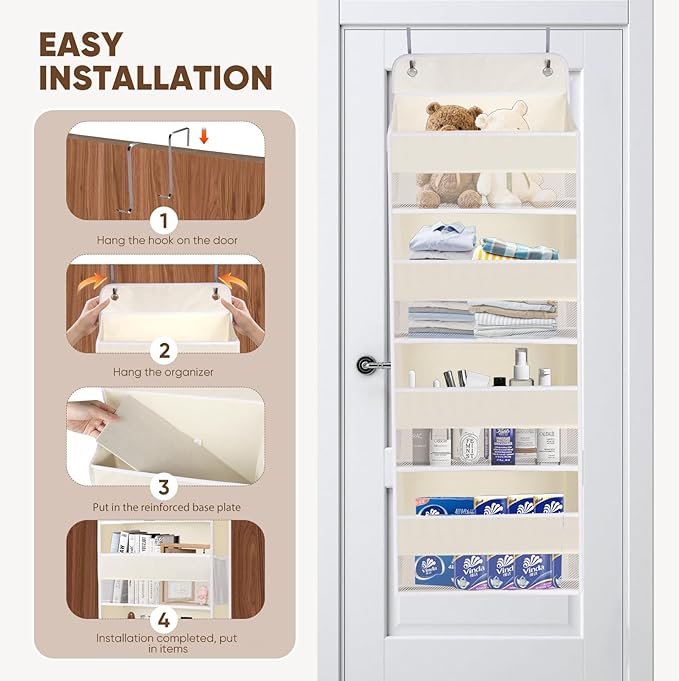 QINGUANG Over The Door Organizer, Hanging Organization and Storage, Behind Door - Image 6