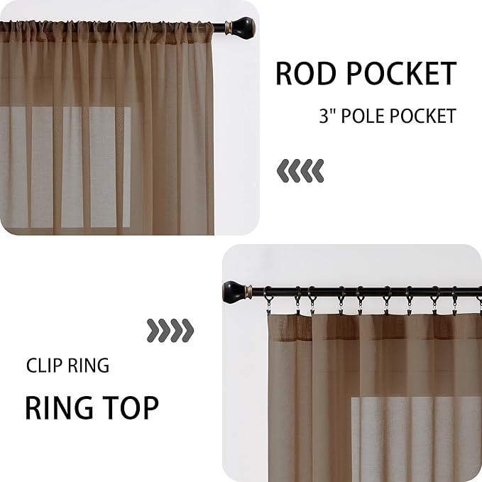 Tollpiz Short Sheer Door Curtain Closet Linen Textured Curtain Sheers Doorway - Image 5